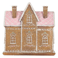 Clayre &amp; Eef   | Decoratie Huis met LED Bruin Roze 21x8x20 cm | 6PR5857