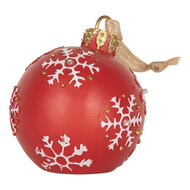 Clayre &amp; Eef   | Decoratie hanger Kerstbal met LED Rood Wit &oslash; 12x14 cm | 6PR5858