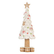 Clayre & Eef | Kerstdecoratie Kerstboom Wit Bruin ø 12x33 cm | 6PR5860