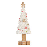 Clayre & Eef | Kerstdecoratie Kerstboom Wit Bruin ø 12x33 cm | 6PR5860