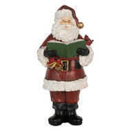 Clayre &amp; Eef   | Kerstdecoratie Kerstman met boek Rood Wit 10x10x21 cm | 6PR5863