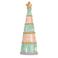 Clayre &amp; Eef   | Kerstdecoratie Kerstboom Groen Roze &oslash; 9x25 cm | 6PR5865