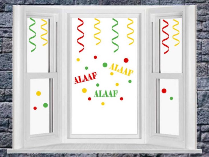 Raamstickerset Carnaval herbruikbaar serpentine + confetti & Alaaf | Rosami Decoratiestickers