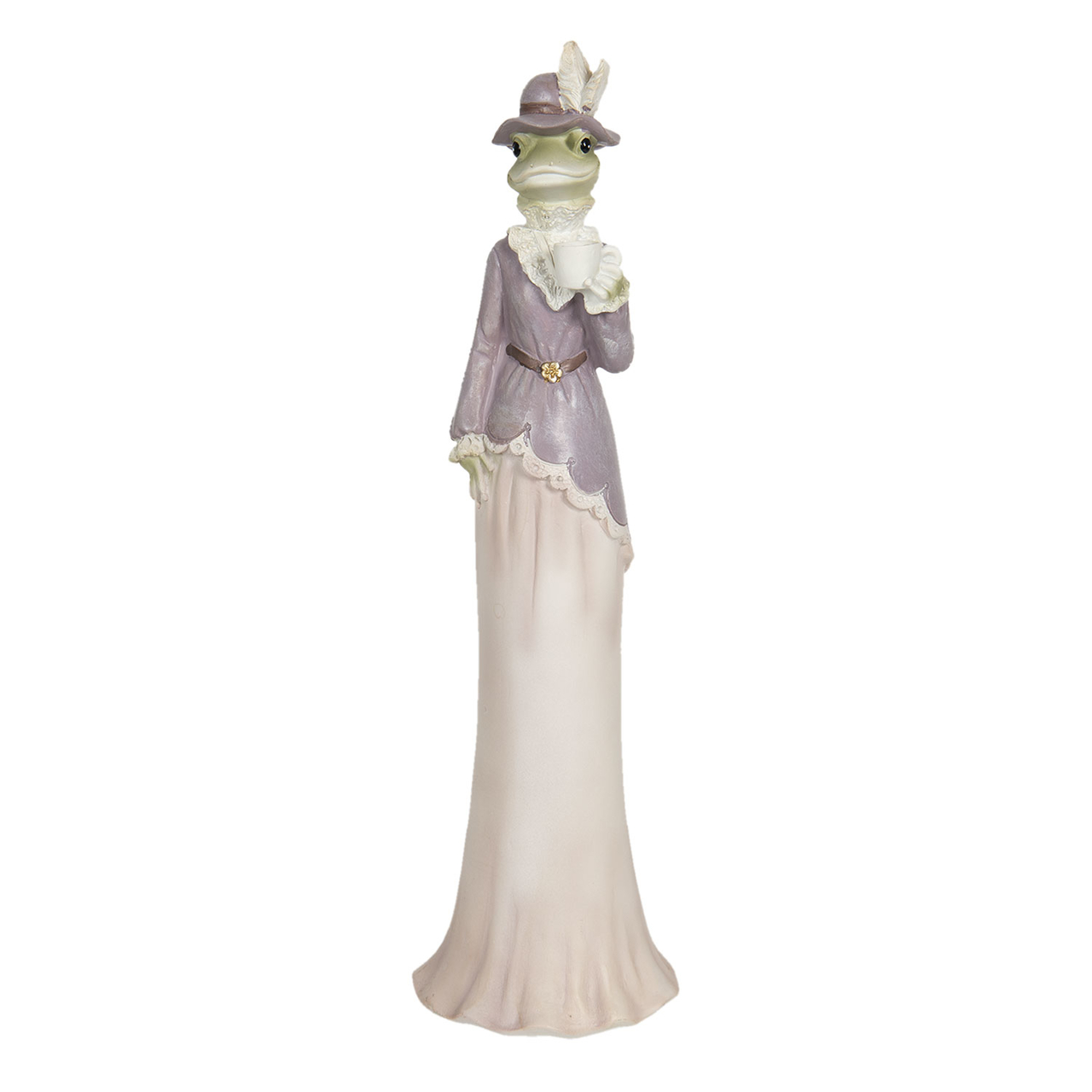 Clayre & Eef   | Decoratie Beeld Kikker Beige, Paars 7x7x32 cm | 6PR3188