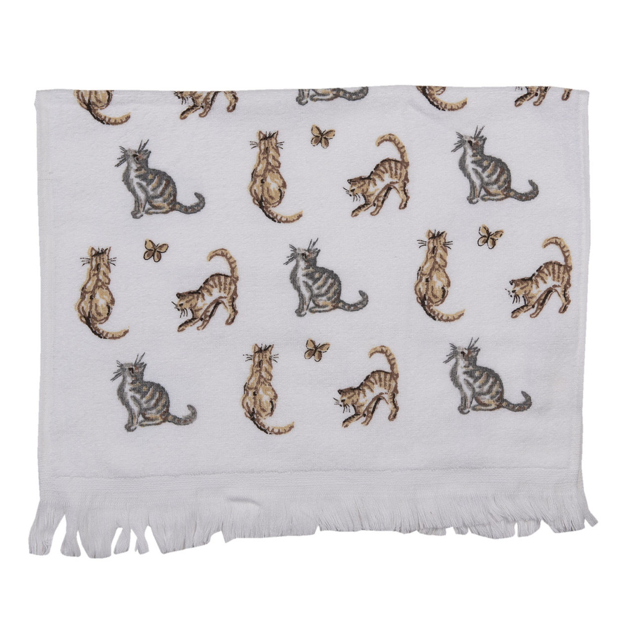 Clayre & Eef   | Gastendoekje Wit, Grijs 40x66 cm | CT015
