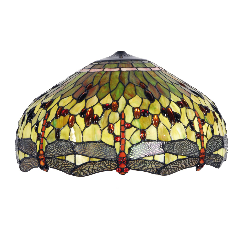 Clayre & Eef   | Lampenkap Tiffany Groen, Rood ø 51x30 cm | 5LL-9200GR