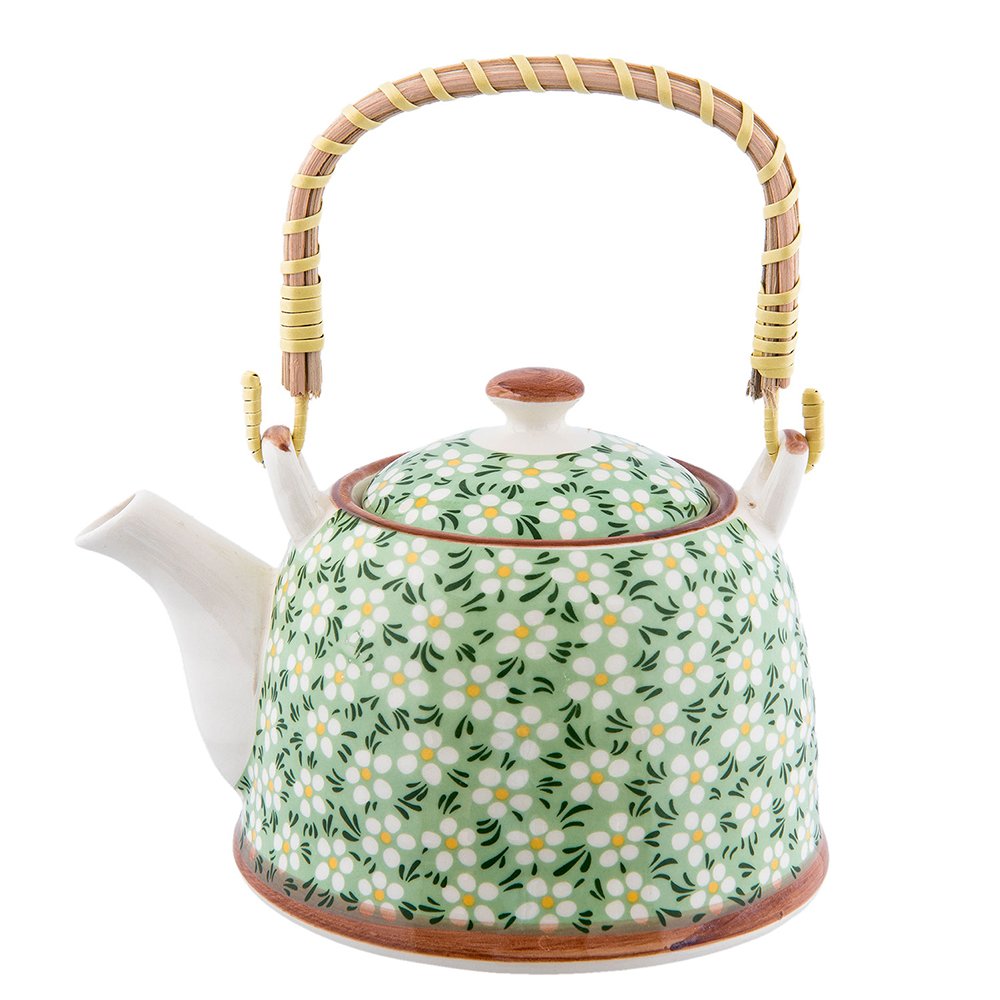 Clayre & Eef   | Theepot met Filter Groen 18x14x12 cm / 700 ml | 6CETE0023