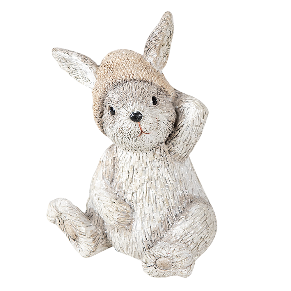 Clayre & Eef   | Decoratie Beeld Konijn Grijs 11x9x13 cm | 6PR3493