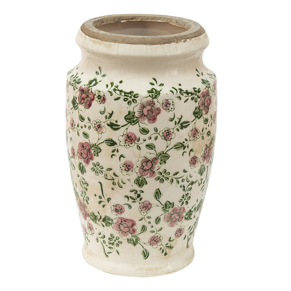 Clayre & Eef   | Decoratie Vaas Roze, Beige ø 15x26 cm | 6CE1443S