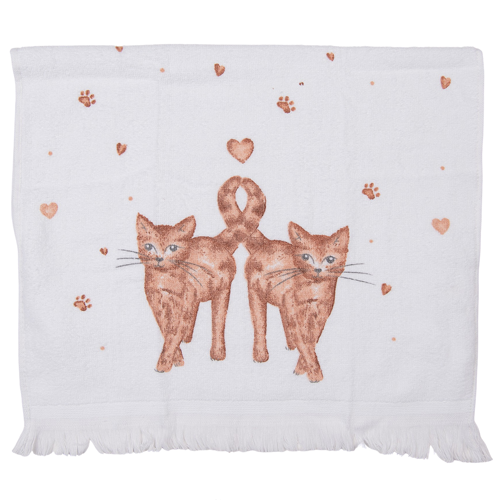 Clayre & Eef   | Gastendoekje Wit, Roze, Groen 40x66 cm | CTKCS