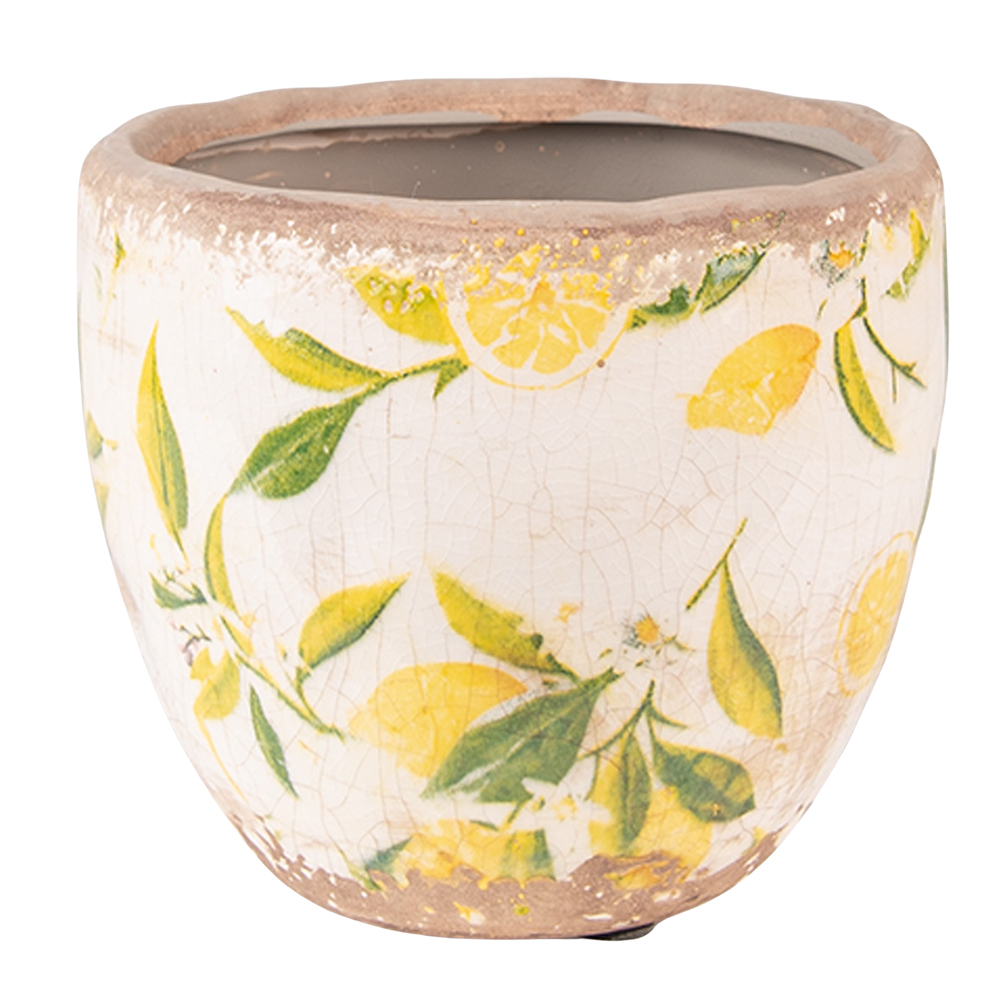 Clayre & Eef   | Bloempot Binnen Geel, Beige ø 12x11 cm | 6CE1529XS