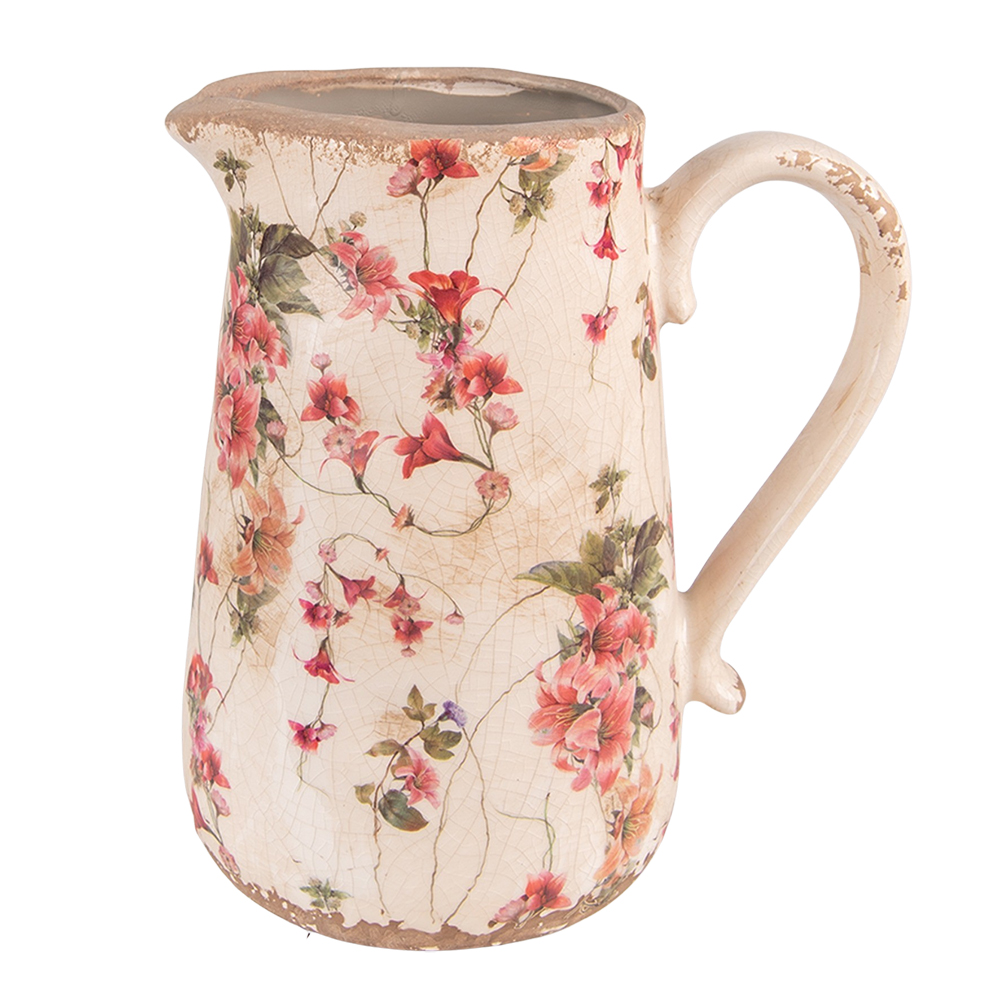 Clayre & Eef   | Decoratieve Schenkkan Roze, Beige 16x12x18 cm | 6CE1550M