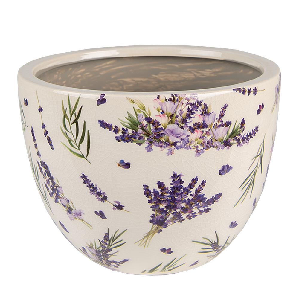 Clayre & Eef   | Bloempot Binnen Paars Beige ø 20x15 cm | 6CE1553M