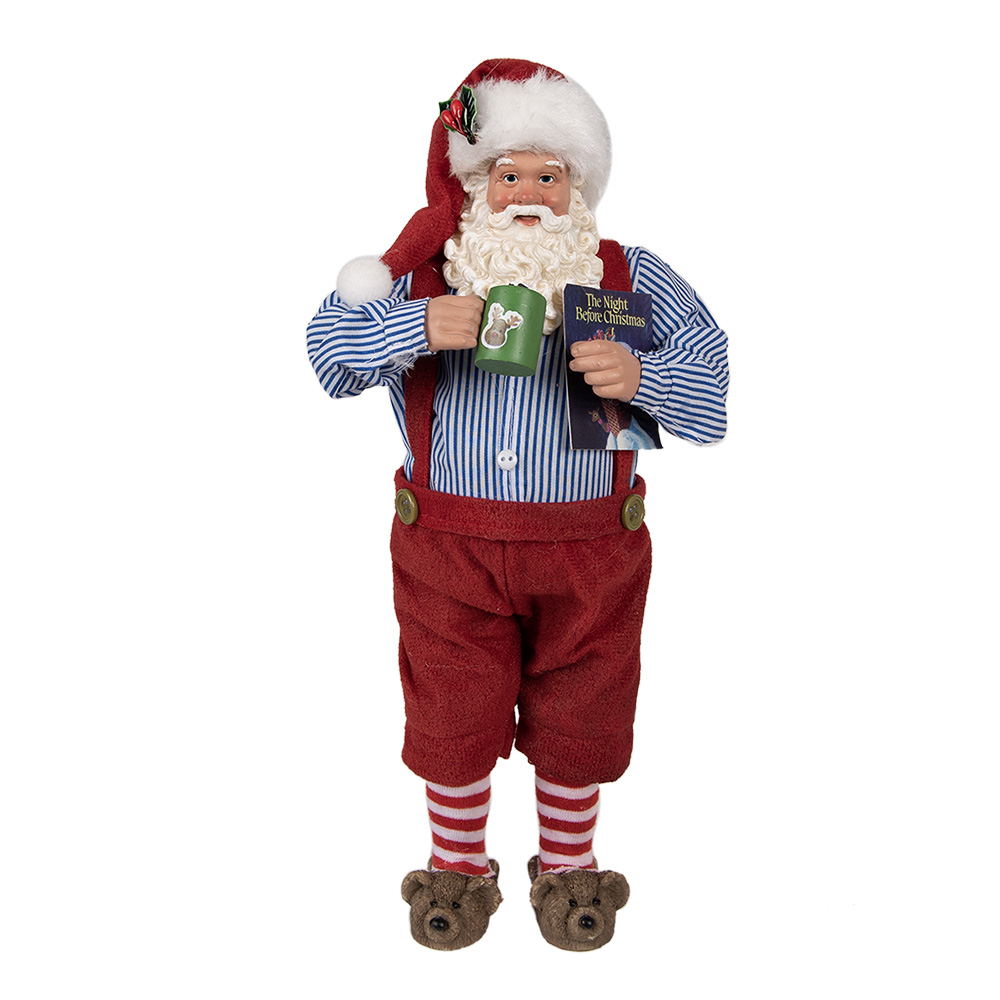 Clayre & Eef   | Kerstdecoratie Kerstman Rood 16x8x28 cm | 65234