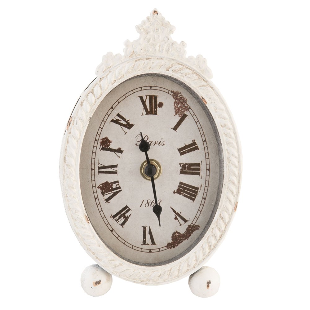 Clayre & Eef   | Tafelklok Wit 11x3x18 cm / 1xAA | 6KL0194
