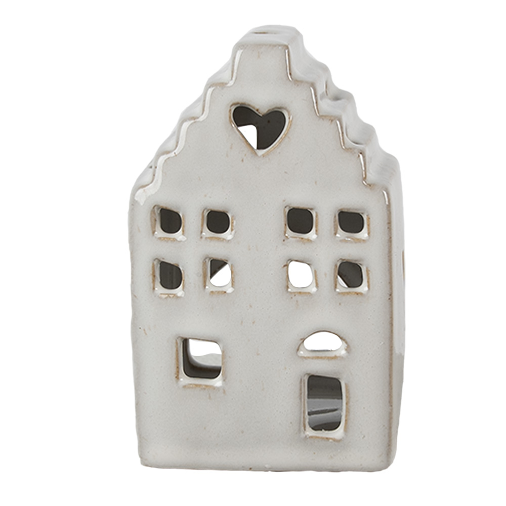 Clayre & Eef   | Theelichthouder Kerst Huisje Beige 7x6x11 cm | 6CE1588S