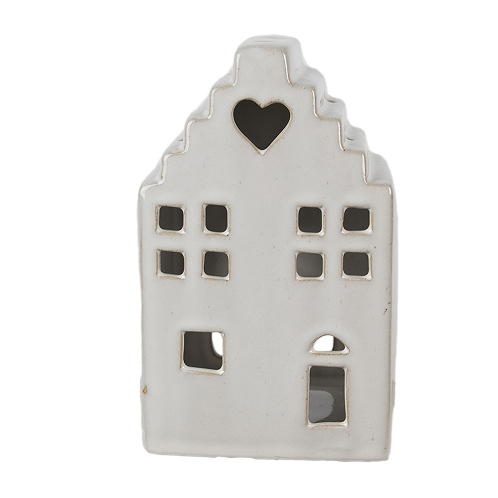Clayre & Eef   | Theelichthouder Kerst Huisje Beige 10x9x17 cm | 6CE1588L