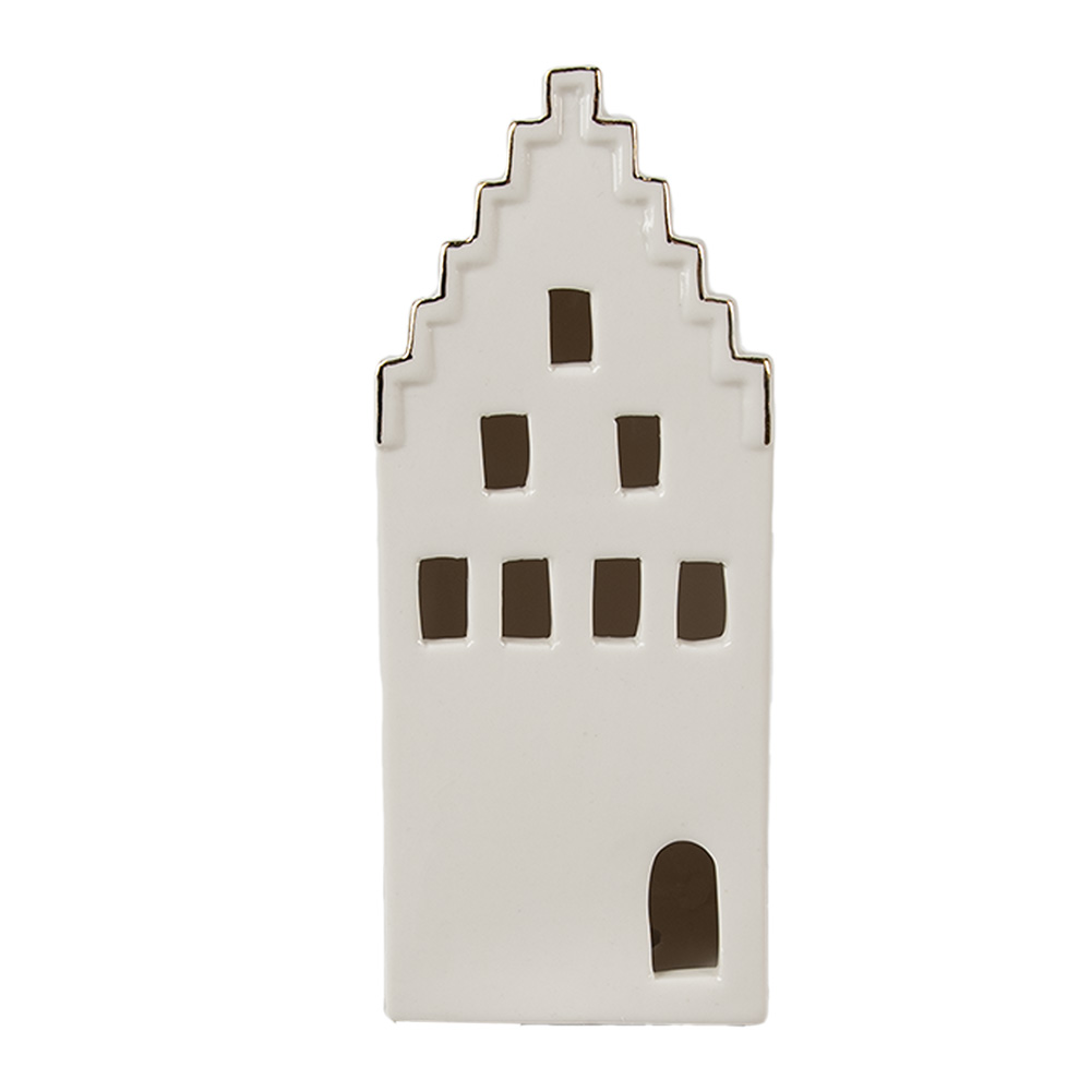 Clayre & Eef   | Decoratie Huisje met LED Beige, Goudkleurig 7x6x16 cm | 6CE1598M