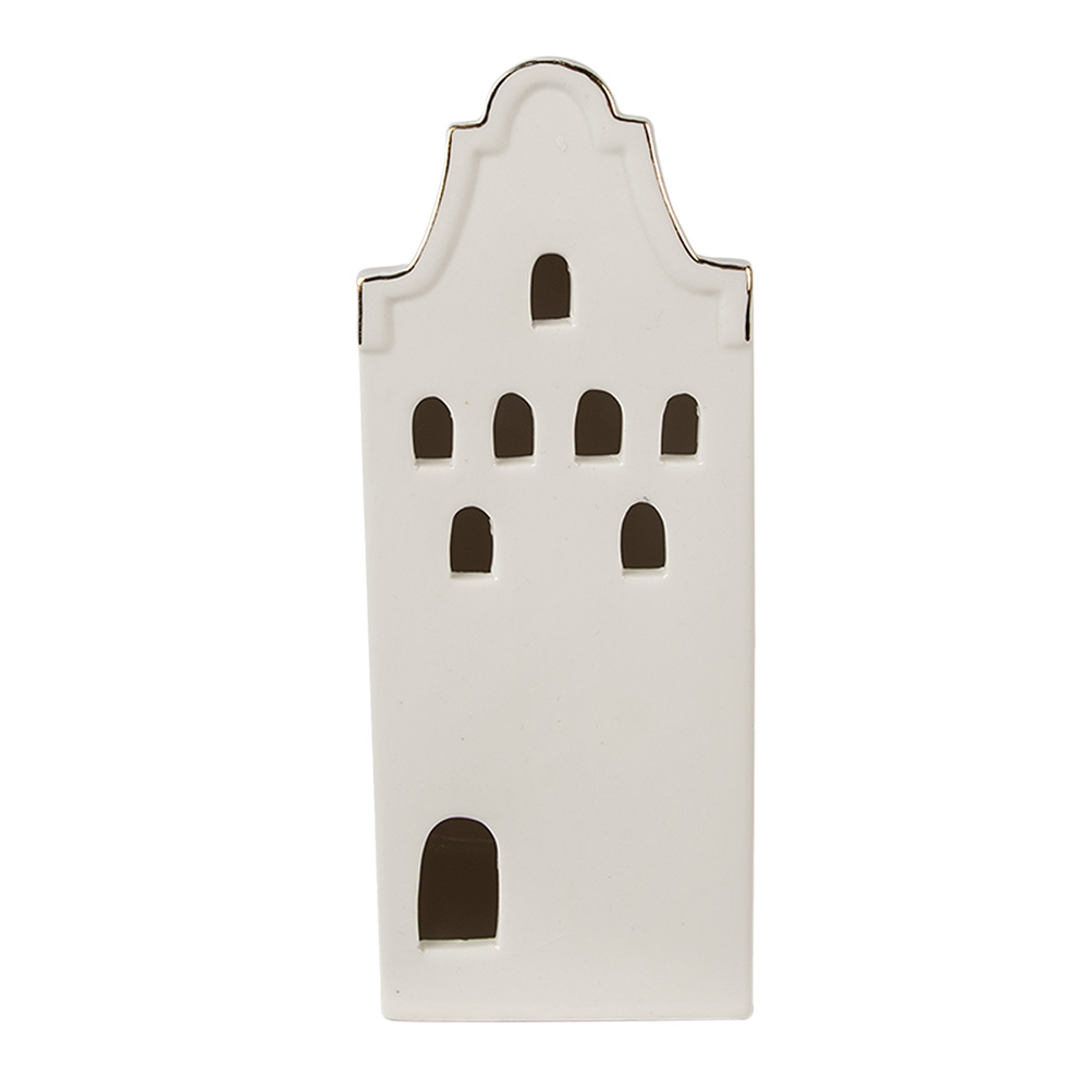 Clayre & Eef   | Decoratie Huisje met LED Beige, Goudkleurig 7x6x16 cm | 6CE1599M