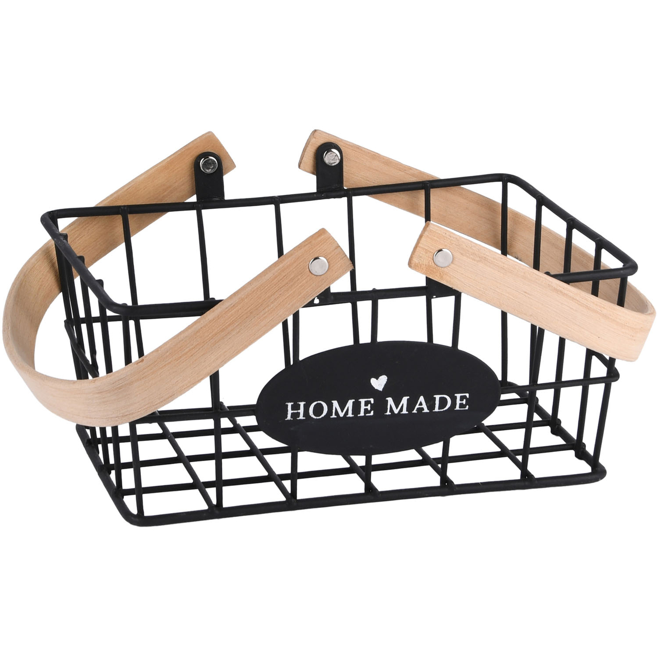 Dekoratief | Rastermand RH 'Home Made', zwart, metaal, 22x14x10cm | A220922
