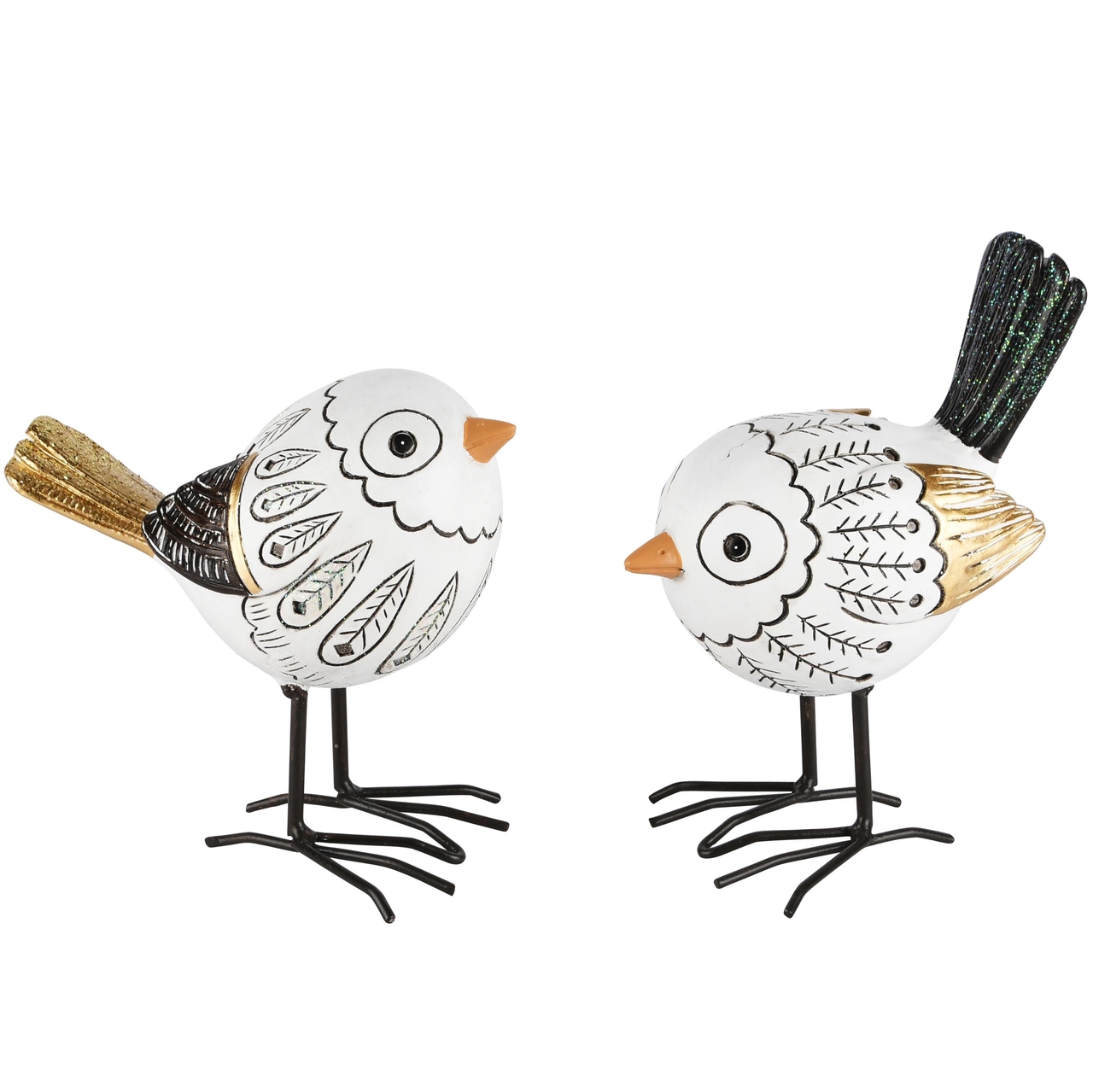 Dekoratief | Vogeltje 'Becky', resina, 12x7x13cm, set van 2 stuks | A230400