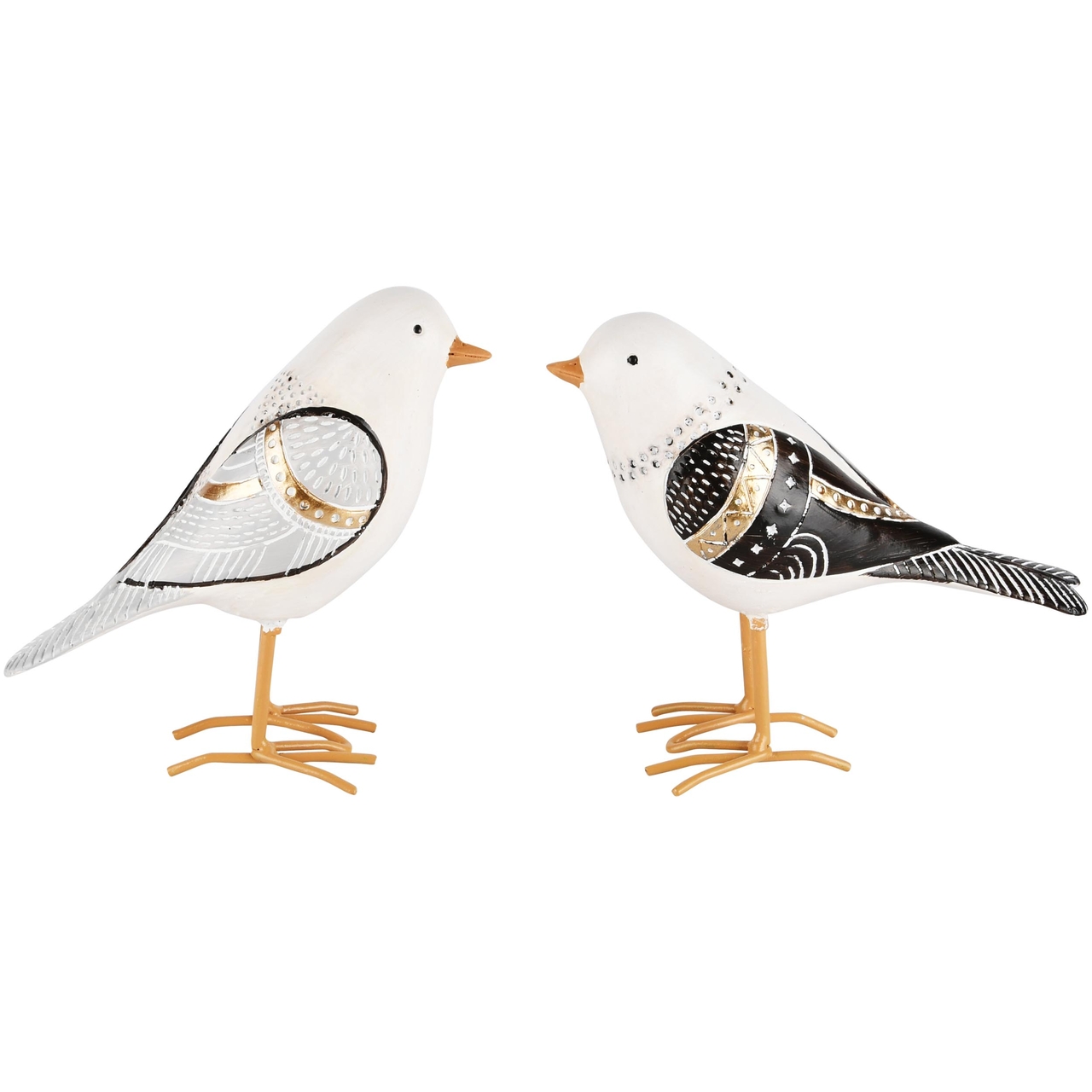 Dekoratief | Deco vogeltje 'Hector', resina, 13x6x11cm, set van 2 stuks | A230413
