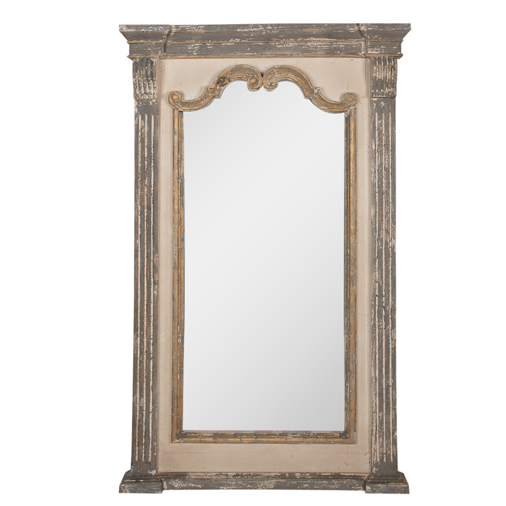 Clayre & Eef   | Wandspiegel Beige Grijs 90x7x153 cm | 52S296