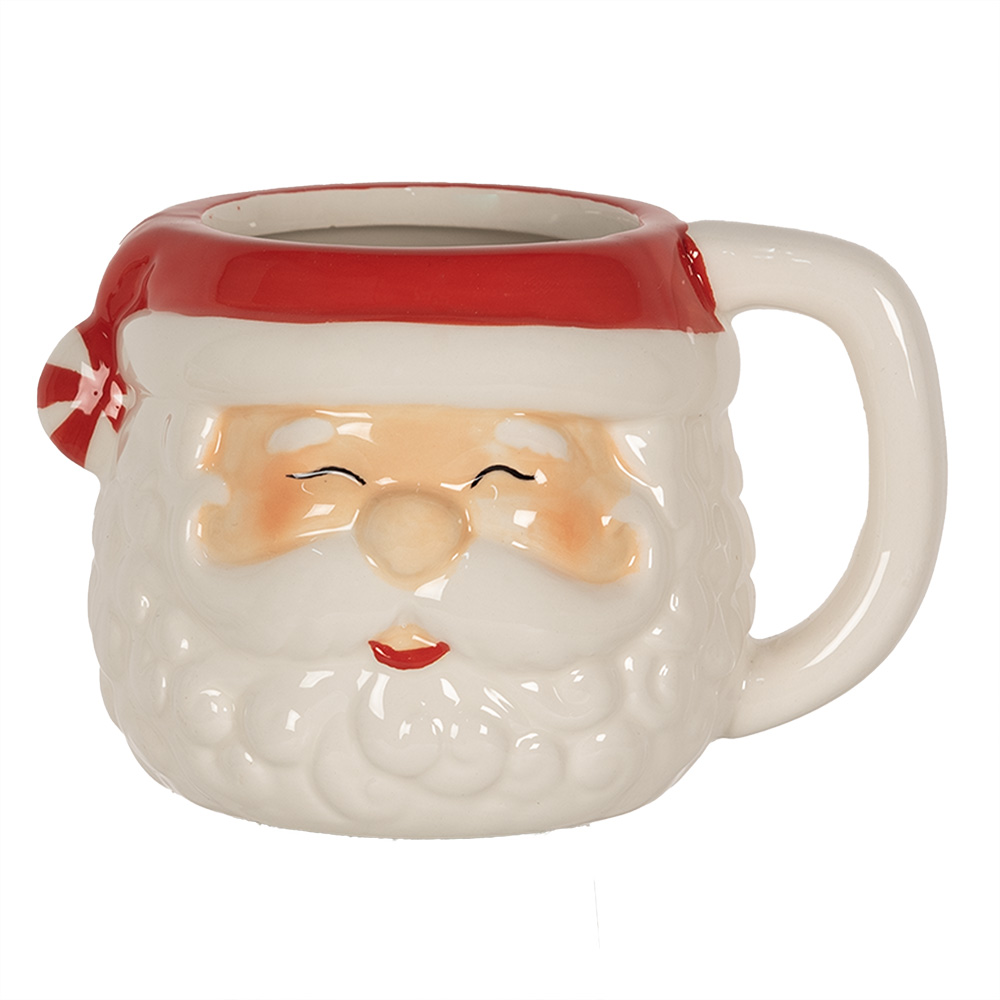 Clayre & Eef   | Mok Wit Rood 15x11x9 cm / 450 ml | 6CEMU0133