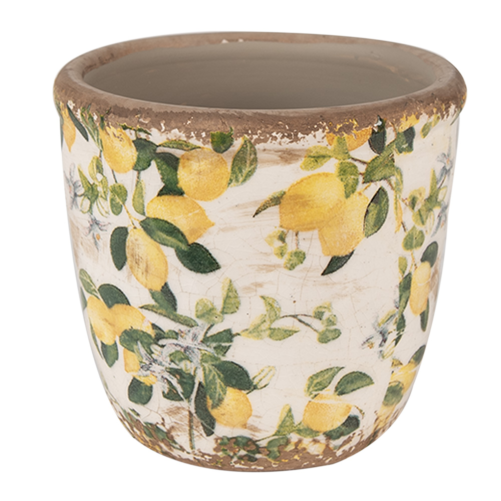 Clayre & Eef   | Bloempot Binnen Beige Geel ø 11x10 cm | 6CE1609XS