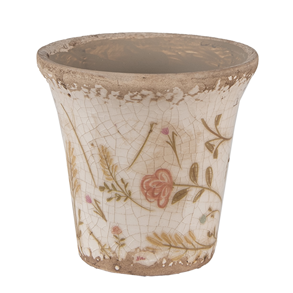 Clayre & Eef   | Bloempot Binnen Beige Roze ø 9x8 cm | 6CE1629S