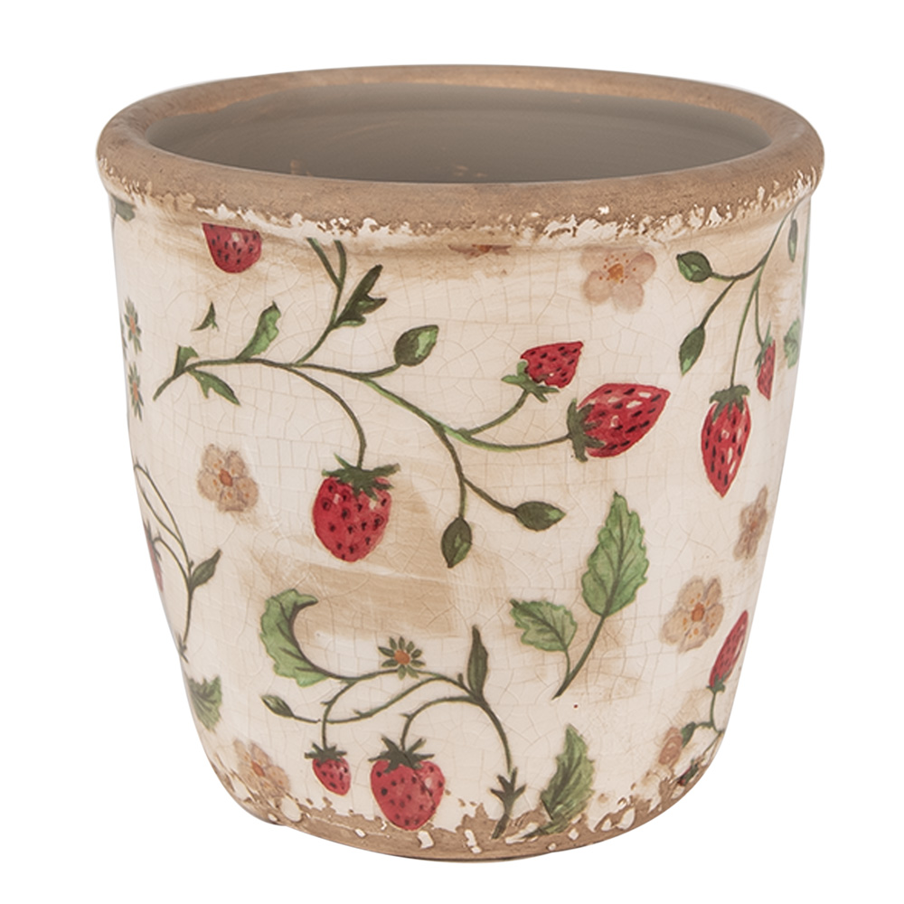 Clayre & Eef   | Bloempot Binnen Beige Rood ø 14x13 cm | 6CE1631M