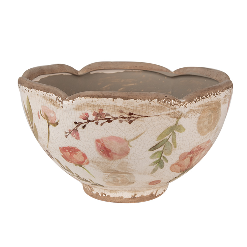 Clayre & Eef   | Bloempot Binnen Beige Roze ø 21x12 cm | 6CE1626M
