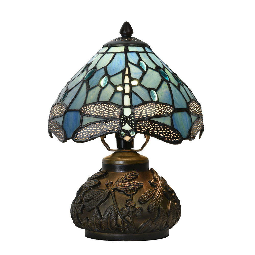 Clayre & Eef   | Tiffany Tafellamp Blauw ø 20x28 cm E14/max 1x25W | 5LL-6339