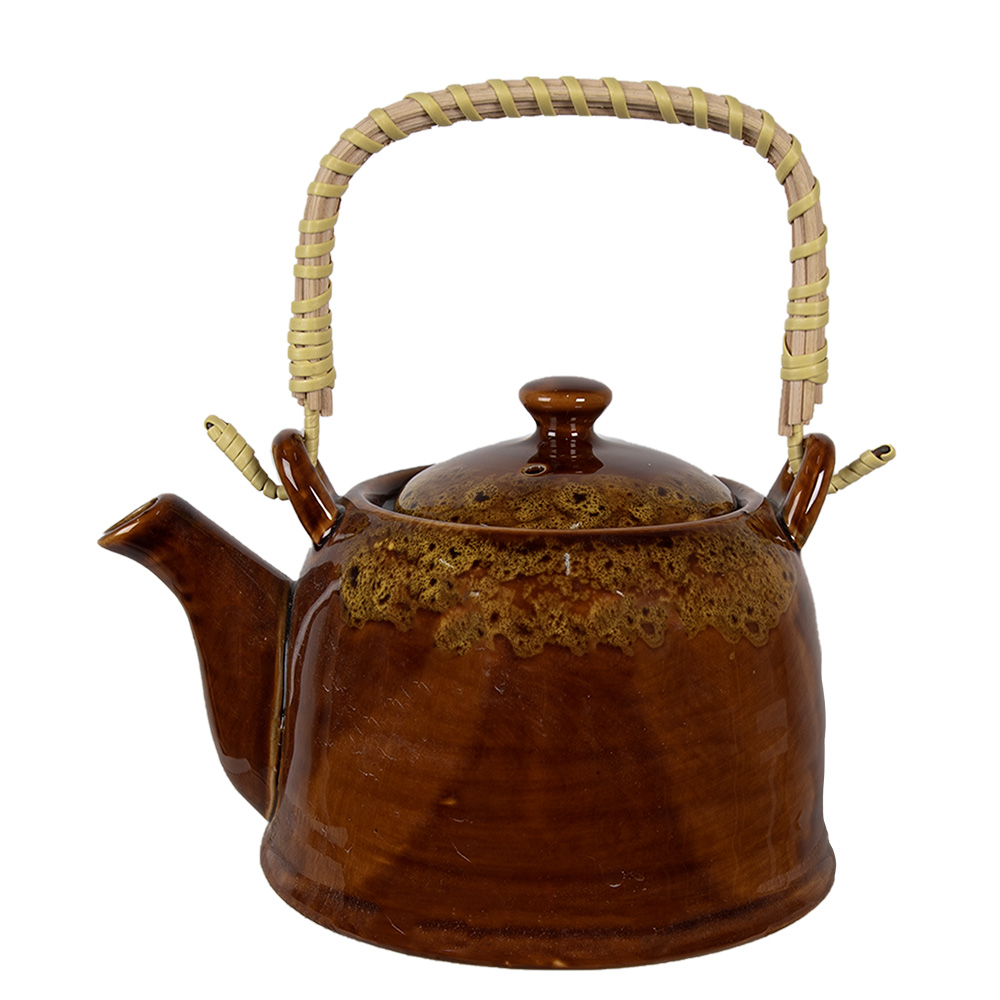 Clayre & Eef   | Theepot Bruin ø 14x12 cm / 750 ml | 6CETE0136