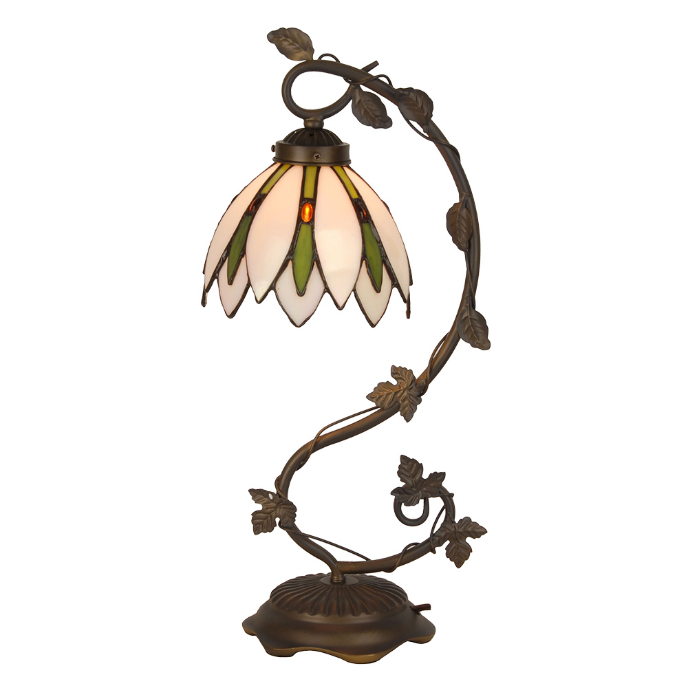 Clayre & Eef   | Tiffany Tafellamp Wit ø 18x53 cm E14/max 1x25W | 5LL-6355