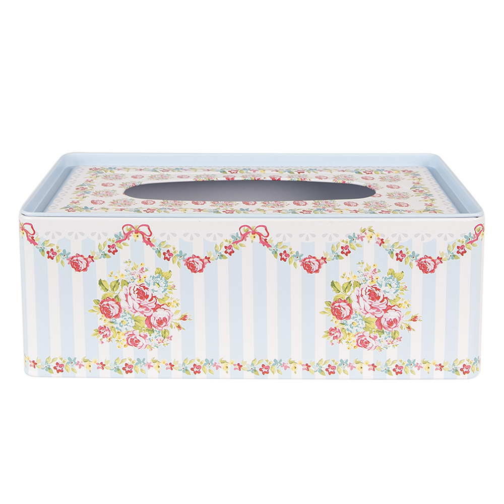 Clayre & Eef   | Tissuebox Roze Wit 25x13x10 cm | 6BL0119