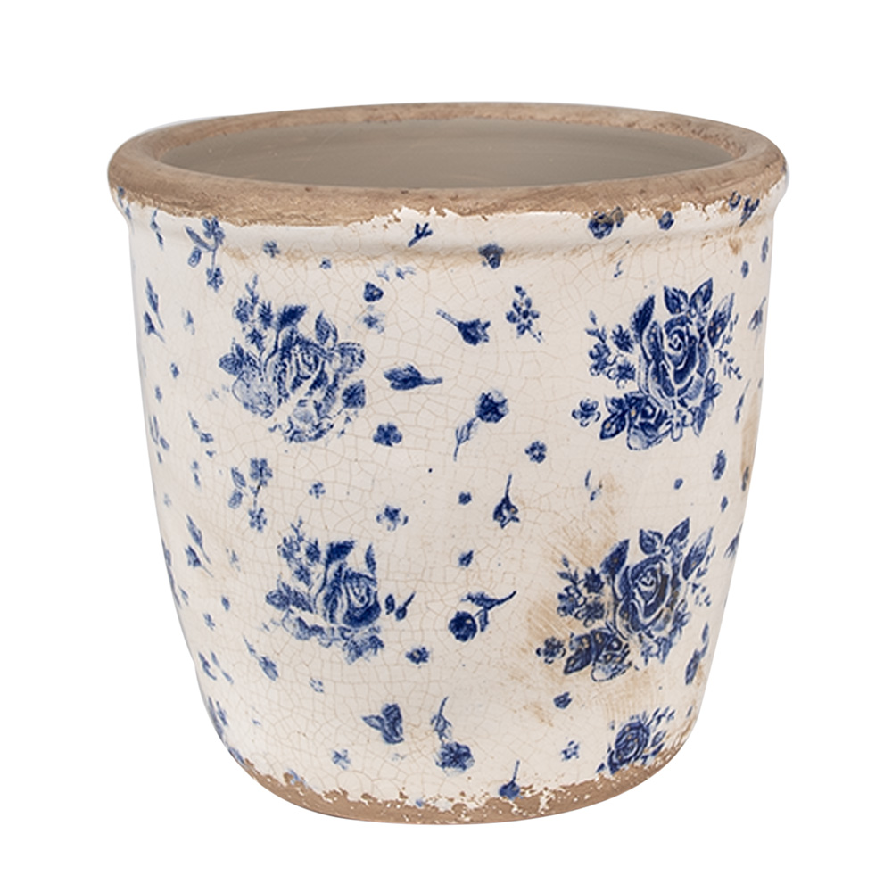 Clayre & Eef   | Bloempot Binnen Beige Blauw ø 15x14 cm | 6CE1658M