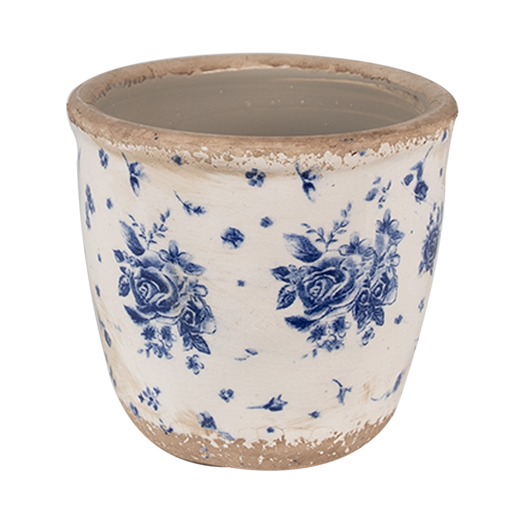 Clayre & Eef   | Bloempot Binnen Beige Blauw ø 11x10 cm | 6CE1658XS