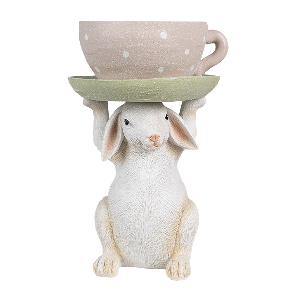 Clayre & Eef   | Decoratie Konijn Beige Roze 15x14x24 cm | 6PR3998
