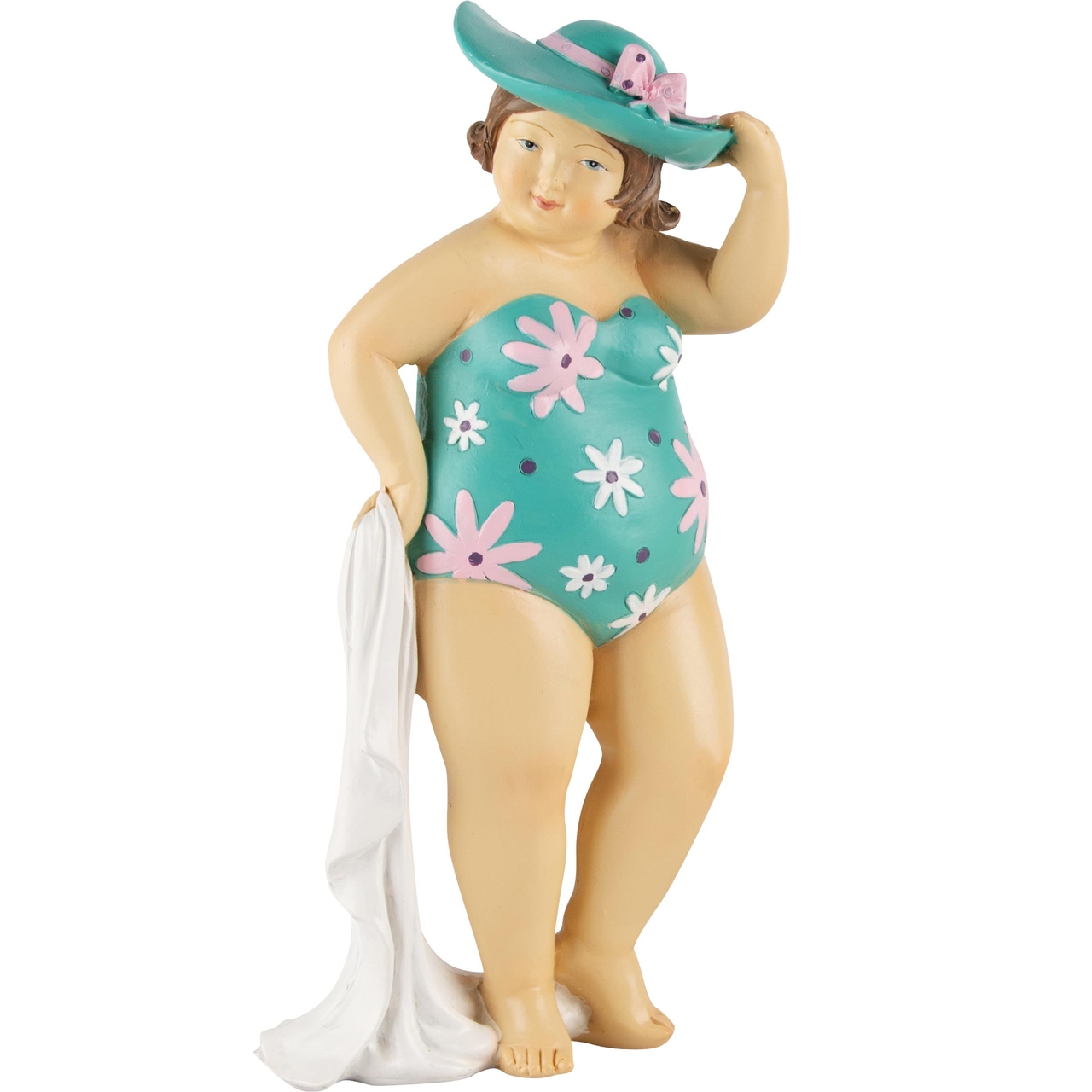 Dekoratief | Stranddame staand m/handdoek, resina, 11x6x21cm | A240100