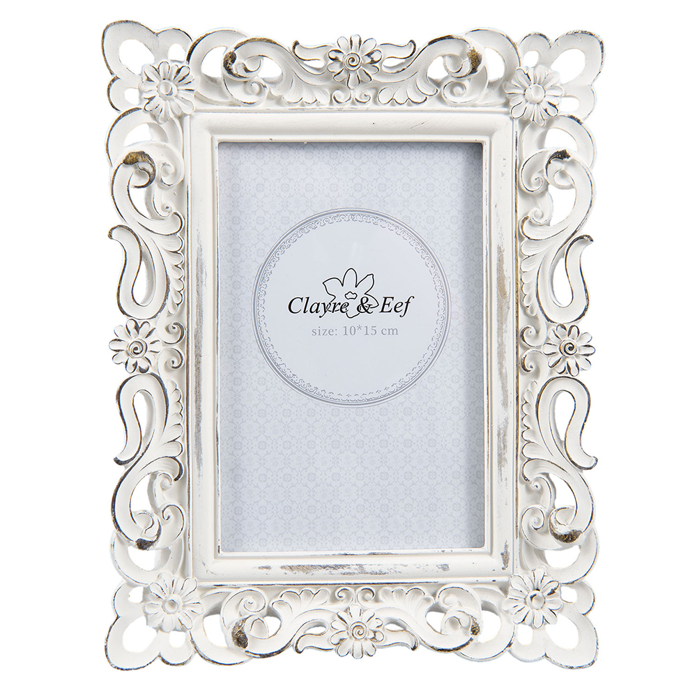 Clayre & Eef   | Fotolijst Wit 17x2x22 cm / 10x15 cm | 2F0499