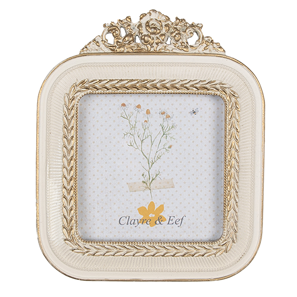 Clayre & Eef   | Fotolijst Wit 11x2x13 cm / 9x9 cm | 2F1059