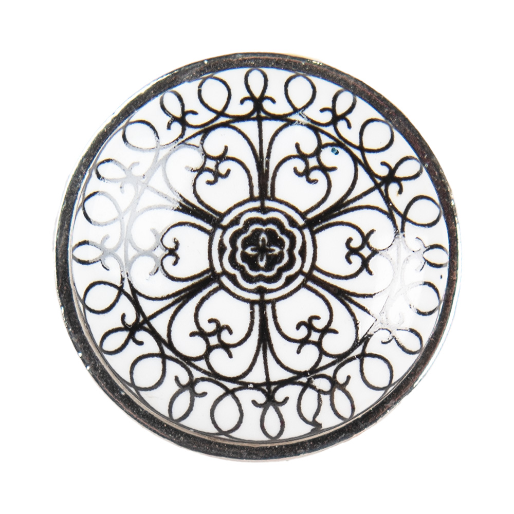Clayre & Eef   | Deurknop Zwart Wit ø 3x2 cm | 61887