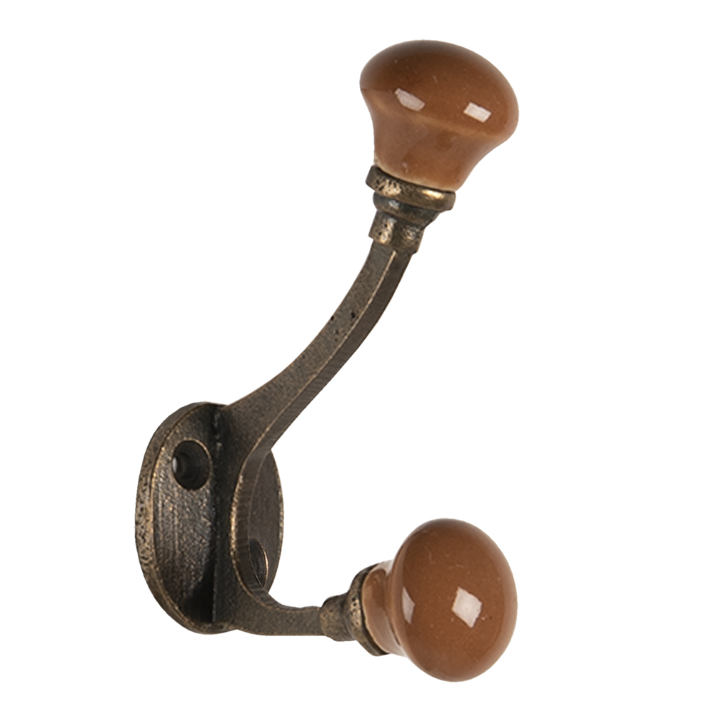 Clayre & Eef   | Wandhaak Bruin 5x3x9 cm | 64782CH