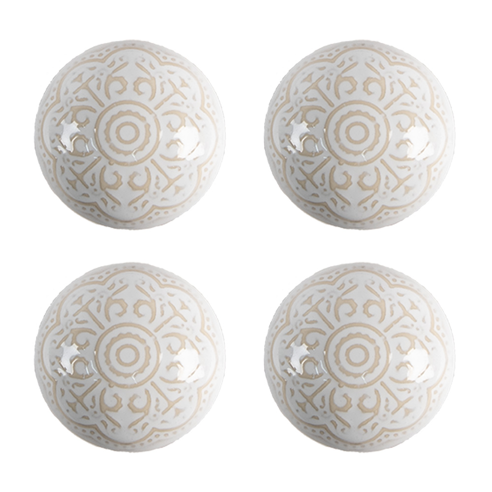 Clayre & Eef   | Deurknop set van 4 Beige ø 4x3/6 cm | 65304