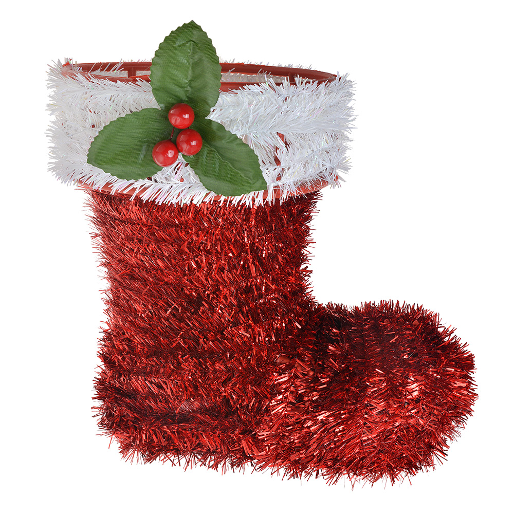 Clayre & Eef   | Kerstdecoratie Laars Rood Wit 25x11x26 cm | 65476