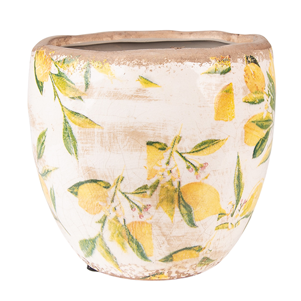 Clayre & Eef   | Bloempot Binnen Geel, Beige ø 18x17 cm | 6CE1529M
