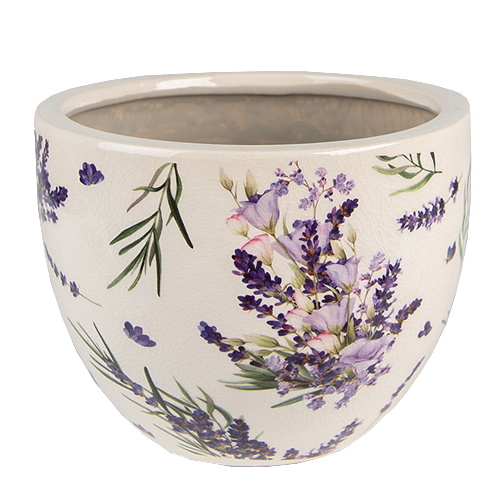 Clayre & Eef   | Bloempot Binnen Paars Beige ø 15x11 cm | 6CE1553S