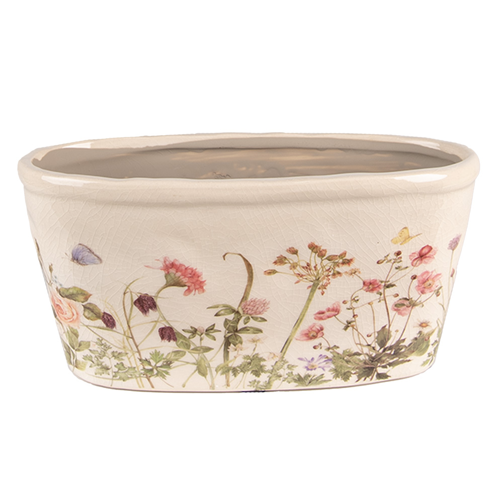 Clayre & Eef   | Bloempot Binnen Roze, Beige 23x10x11 cm | 6CE1557M