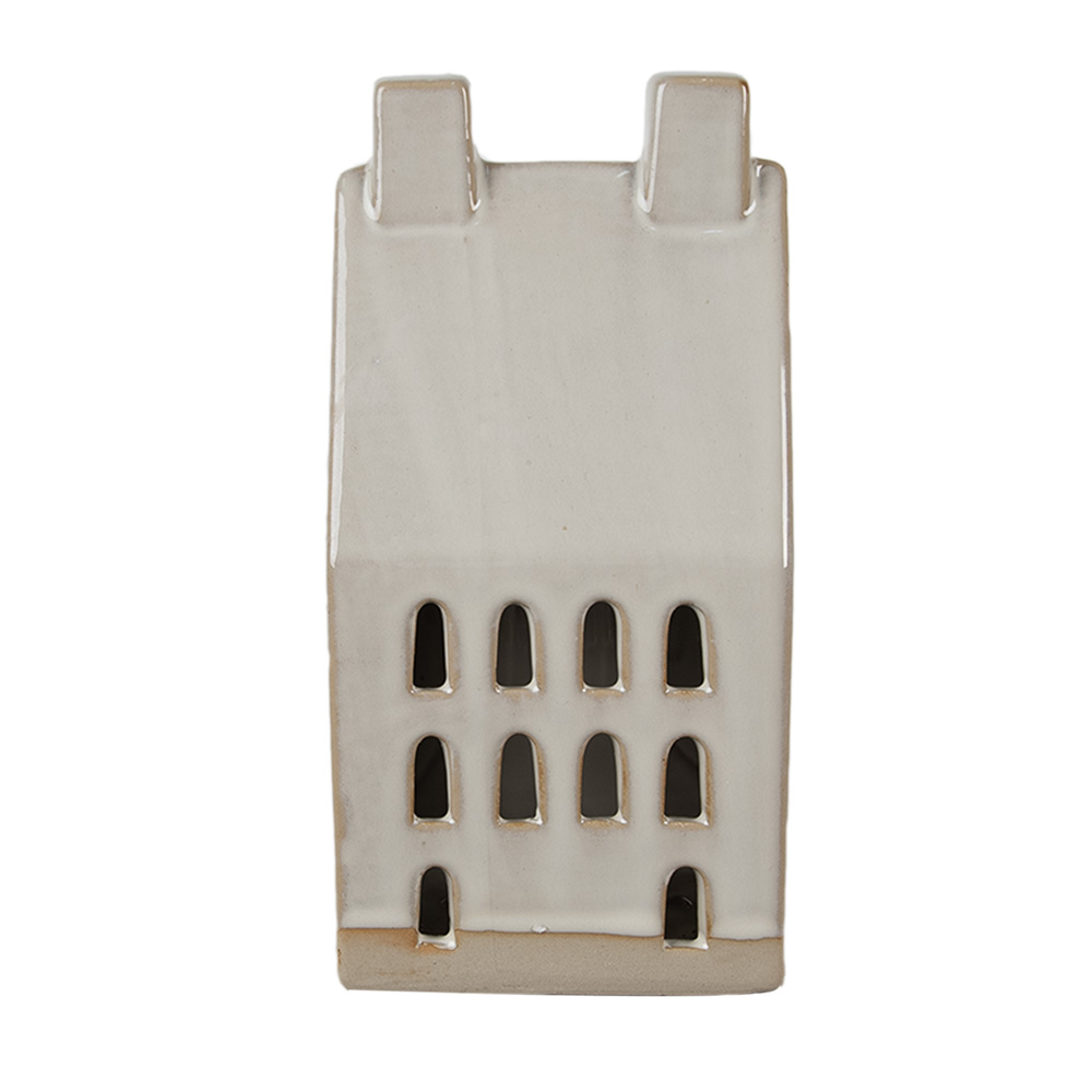 Clayre & Eef   | Decoratie Huisje met LED Beige 9x8x18 cm | 6CE1591L